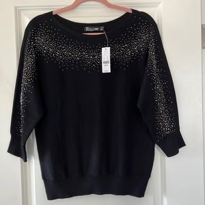 7th Avenue Design Studio three quarter sleeve sparkle knit top